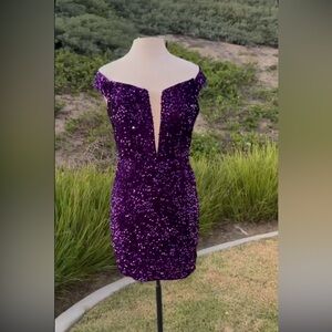 Elegant Purple Sequin Dress 4775